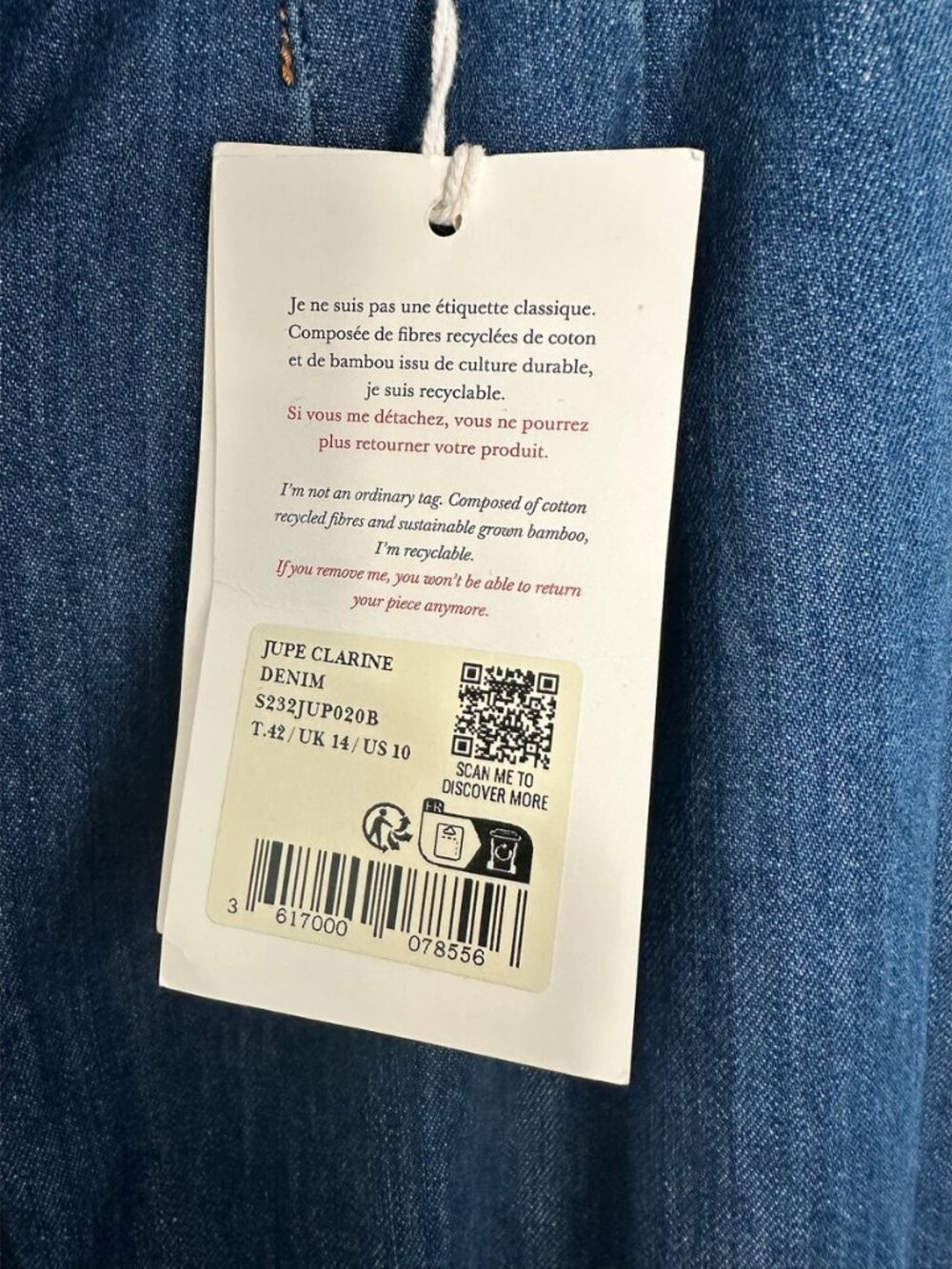 Sezane Jupe Clarine Denim Button Midi Skirt NWT - Picture 4 of 7
